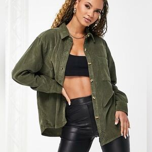 Wilfred Olive Green Corduroy Button-Up Shirt Jacket